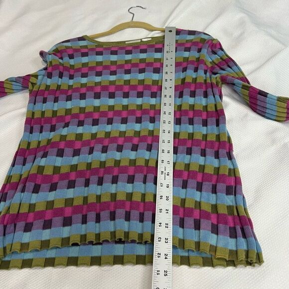 Y2K Field Gear Multicolored Geometric Ribbed Top Sz M Women’s - Picture 4 of 6